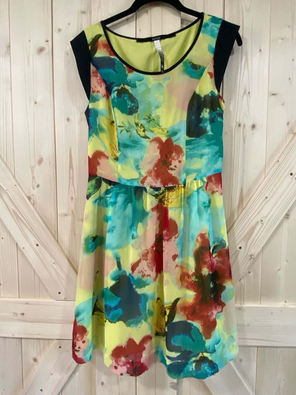 Kensie Women's Multicolor Abstract Floral Print Dress Size S
